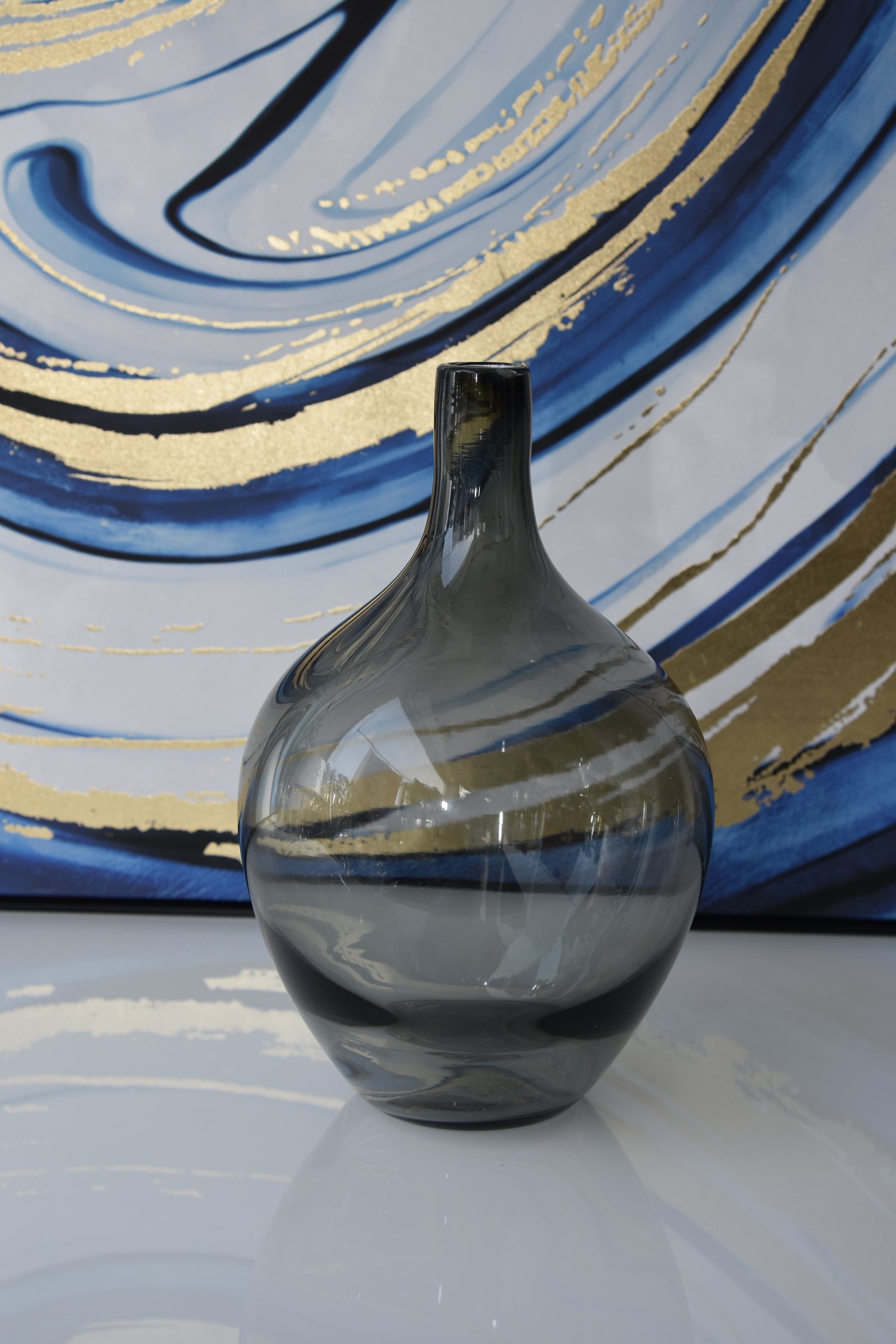 Bottle glass vase black large