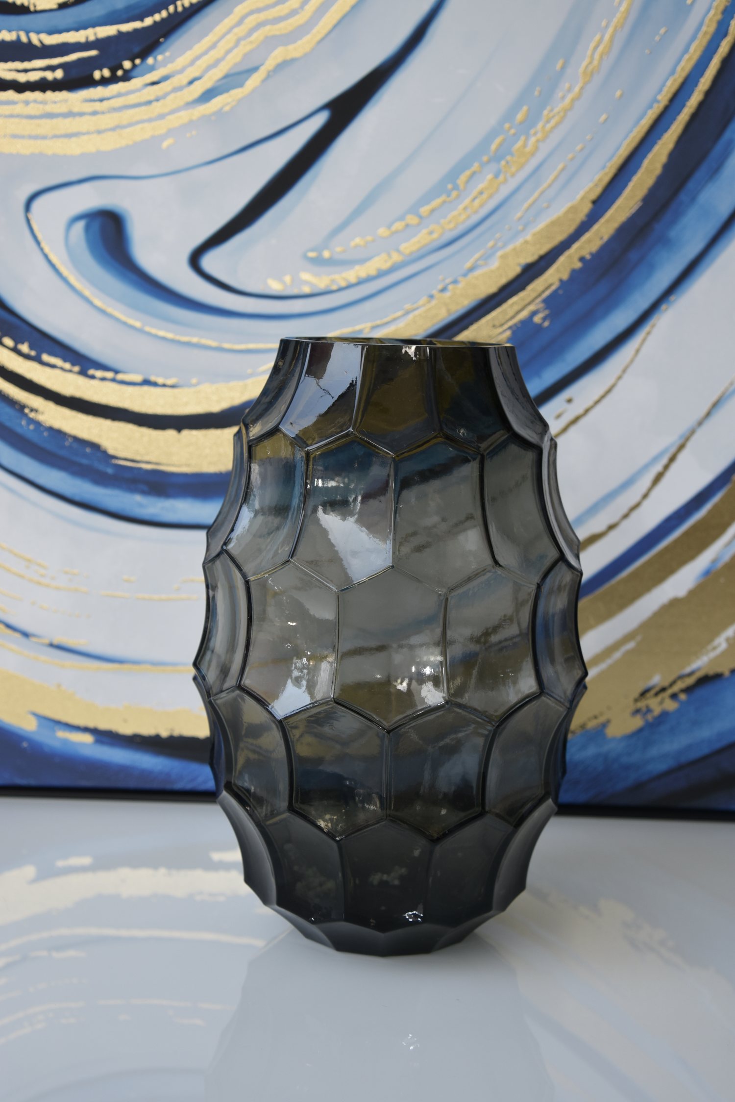 Glass black vase vase