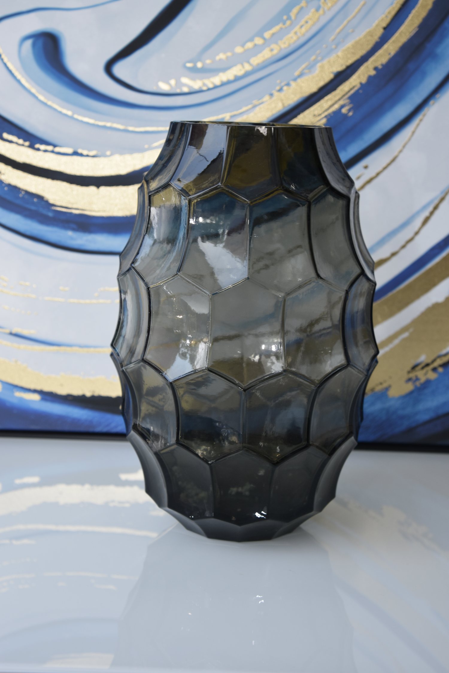 Black glass vase large