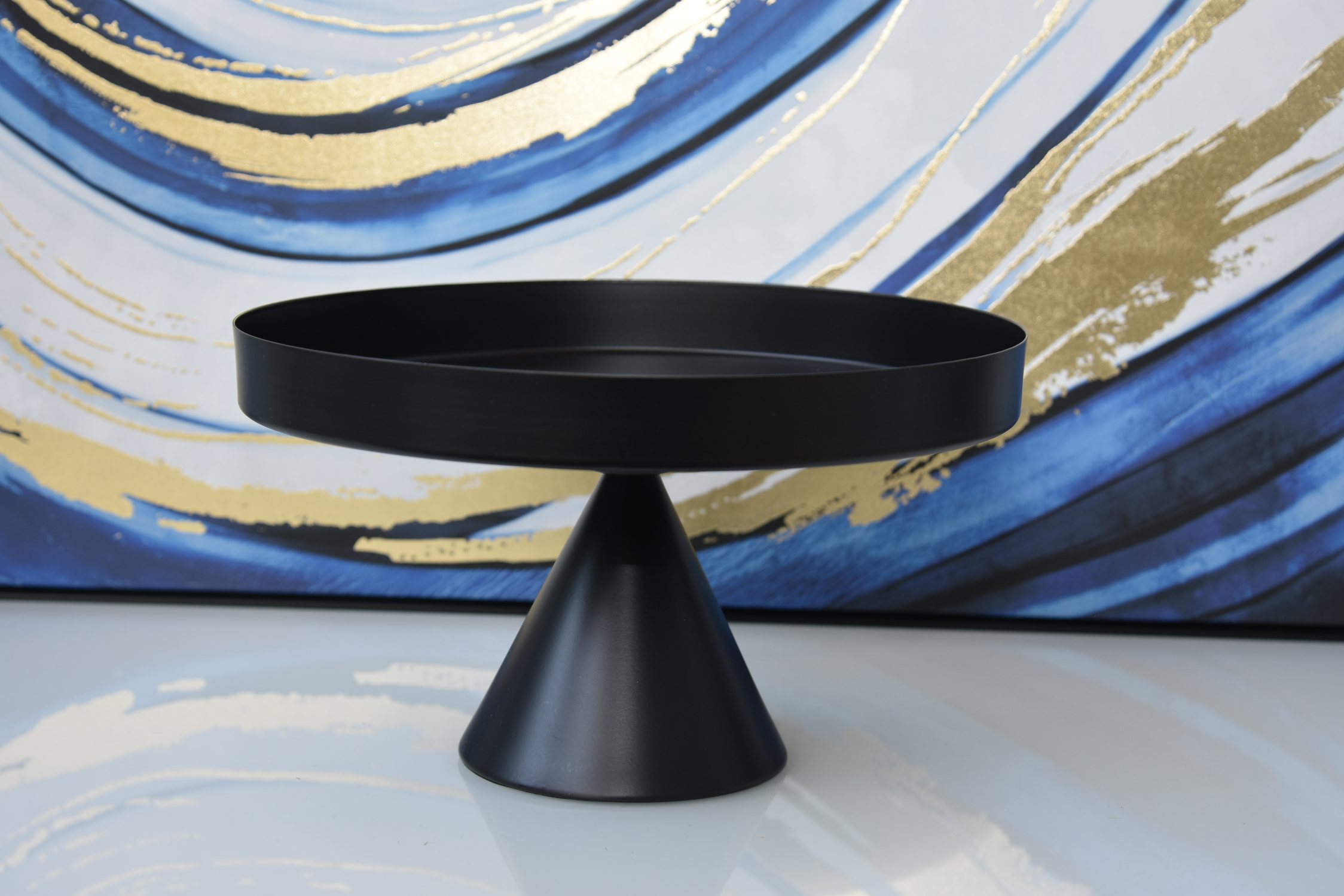 Metal black bowl with base