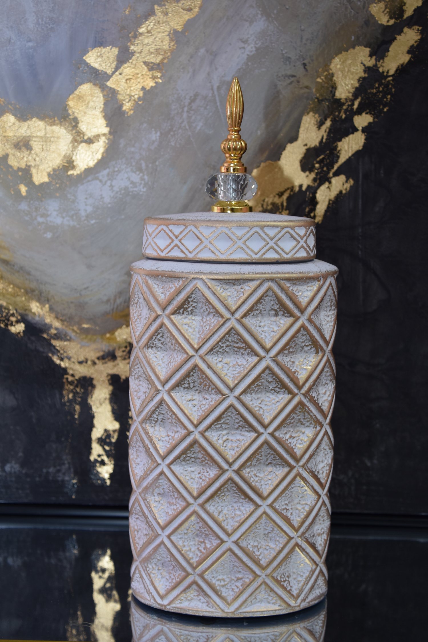 Vintage style ceramic jar large