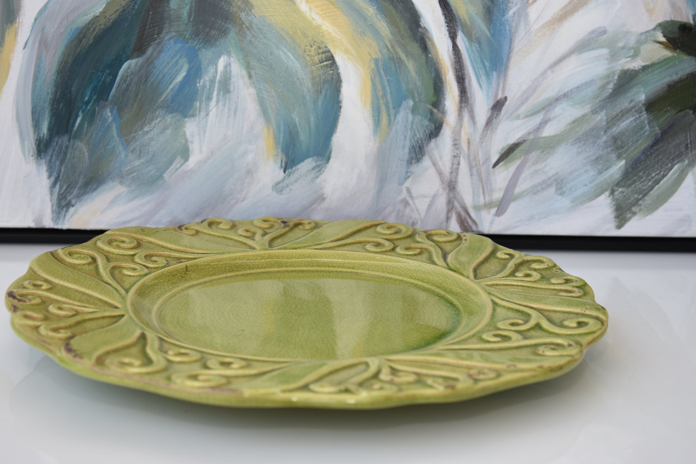 Olive oil ceramic plate 35 cm