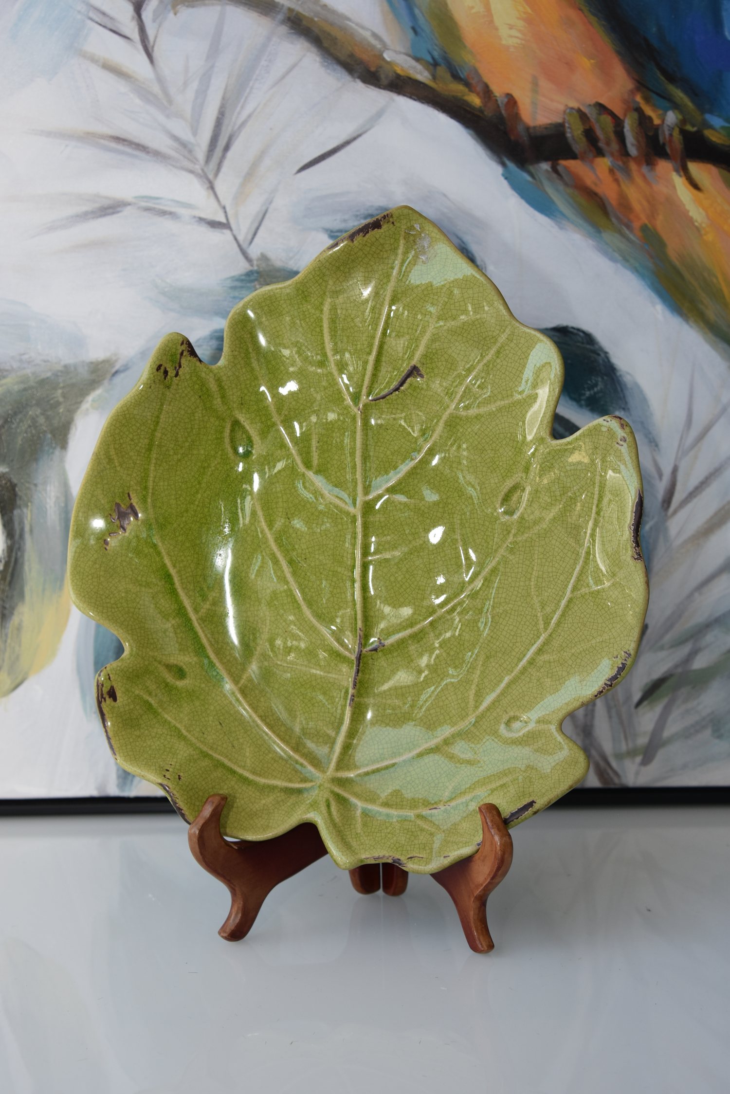 Olive oil ceramic leaf plate