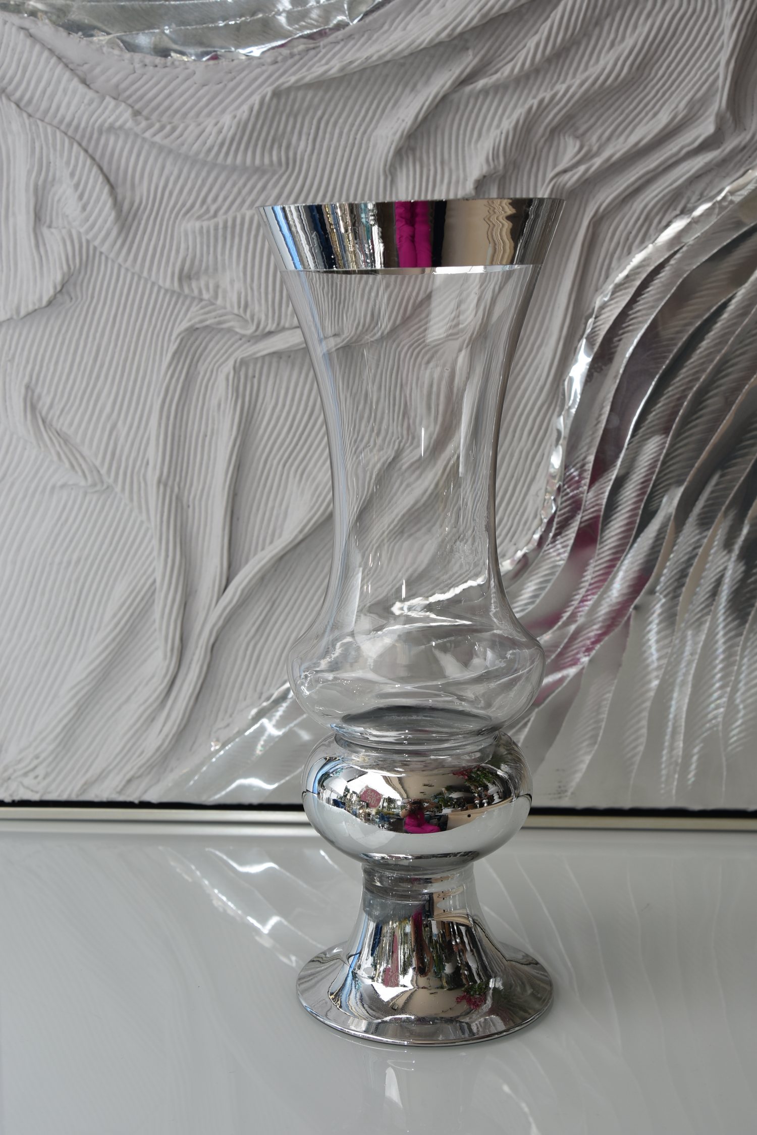 Glass vase silver