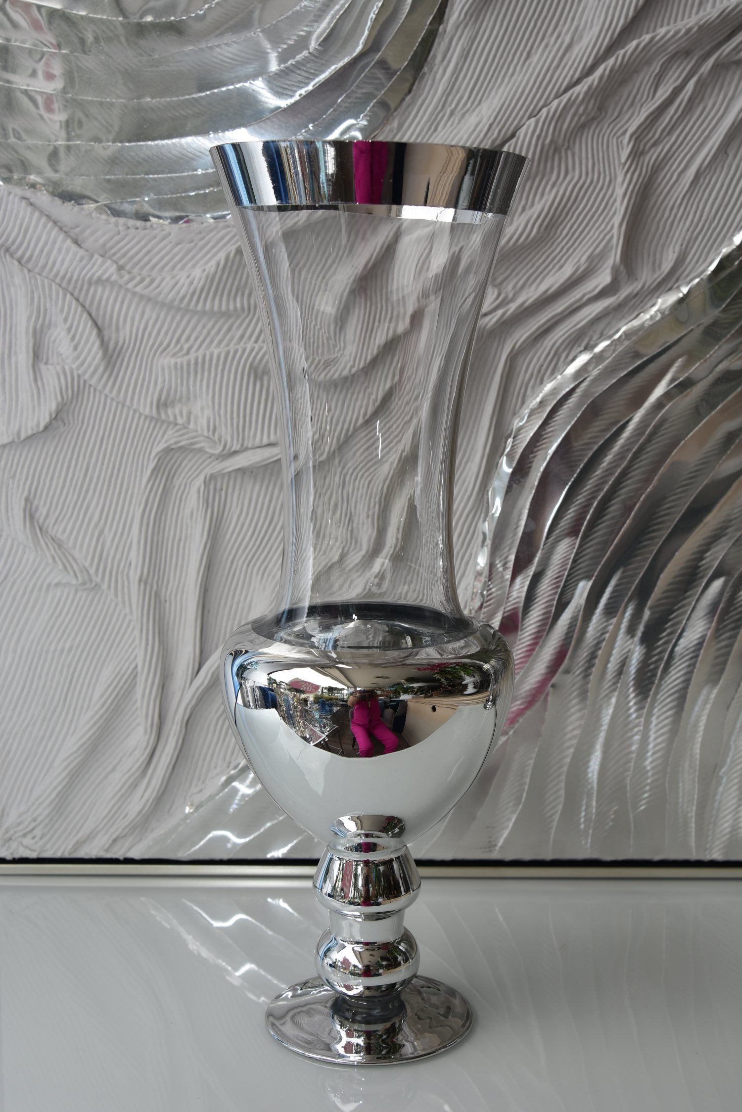 Glass vase silver