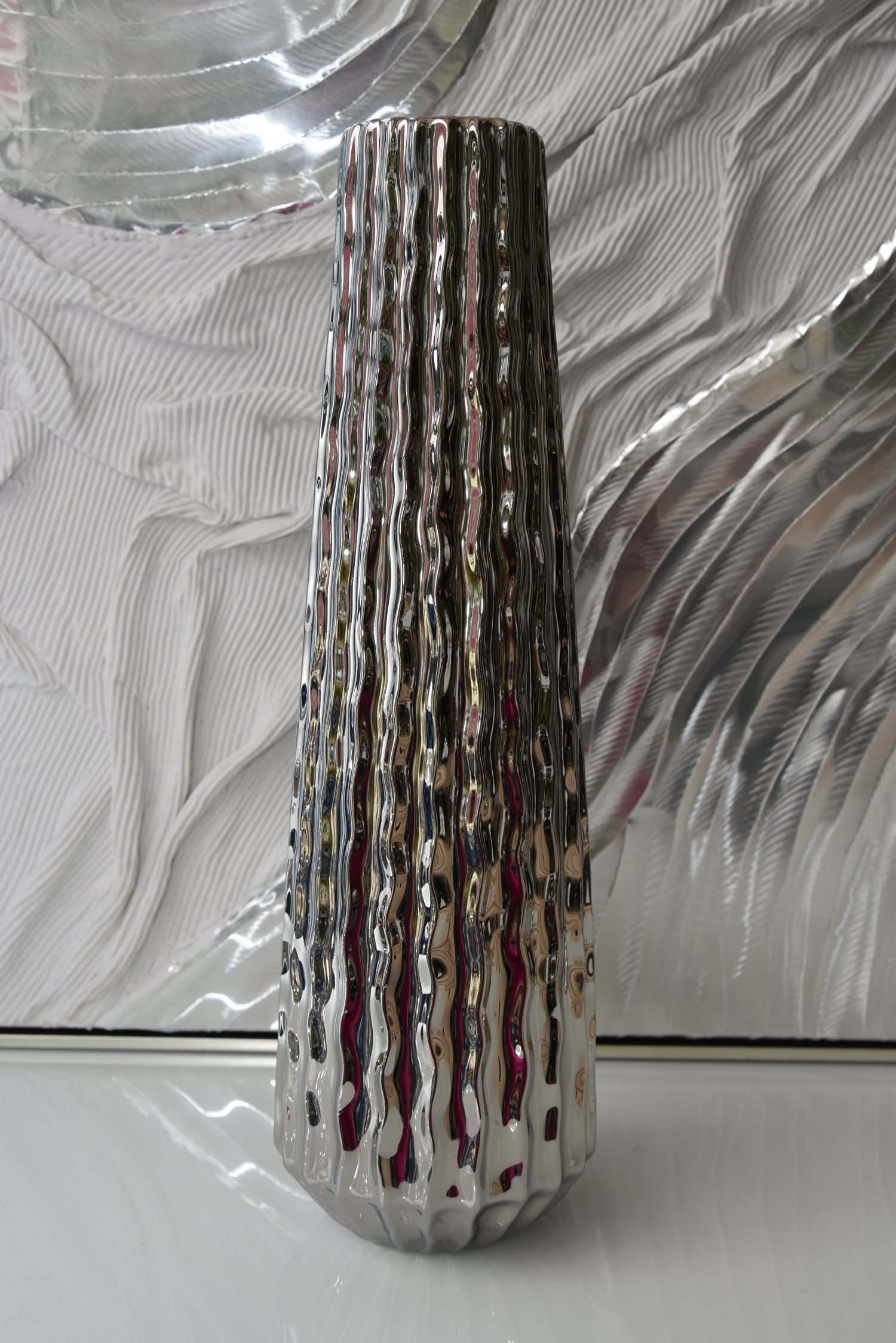 Ceramic silver vase