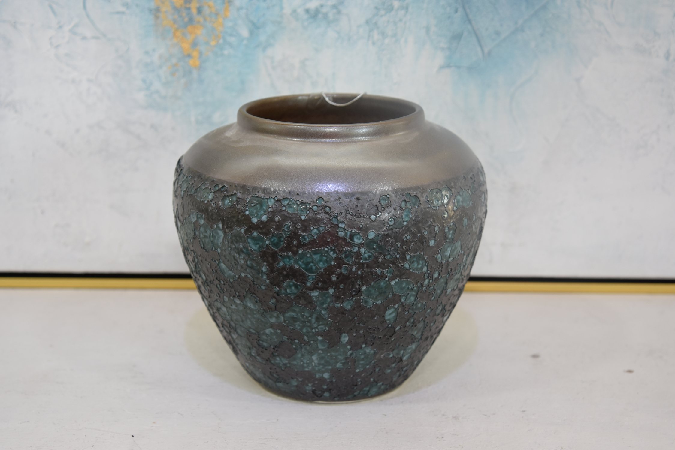 Art pottery vase brown-blue